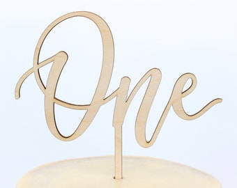 Calligraphy One First Birthday Cake Topper / Toddler Birthday Cake Topper /Script Gold Silver / Smash Cake Topper / One Cake Topper