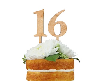 Cherry Wood Numeral Cake Toppers 0-9