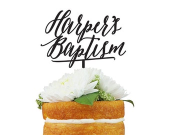 Custom Baptism Name Cake Topper- Custom Saying Cake Topper with Up to Three Lines of Text for Special Occasions