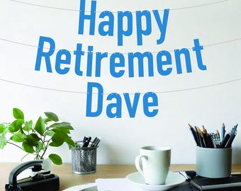 Custom Party Banner, Personalized Retirement Sign, Block Font, Office Party