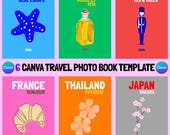 Travel Photo Book Template | 6 Destination Covers, Map, Summary and more (Digital Download)