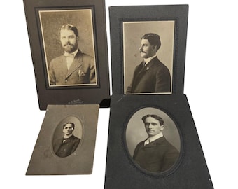 4 Antique Cabinet Card Portraits  of a  Bearded Gentleman – Ed Meinhe -La Porte