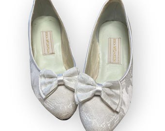 Vintage Jessica McClintock Fabric wedding evening bow shoes 7.5 EUC