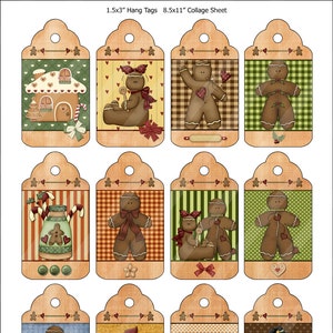 Digital Printable Gift Tags Gingerbread Theme