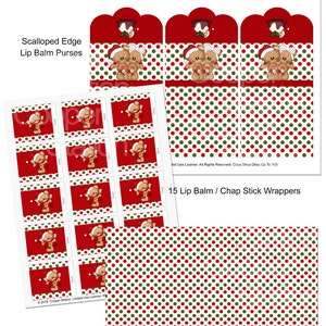 Digital imprimible Navidad osos bálsamo labial / Chap Stick Wrapper - Chap Stick / Lip Balm Purse Package -Party Favor - Stocking Stuffer