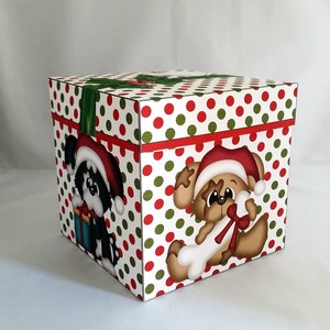 Digital Printable Doggy Christmas Gift Box -Dog - Puppy - Santa Paws - Dog Treat Box