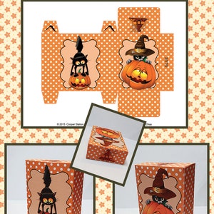 Digital Printable Halloween Cat Candy Box - Instant Download