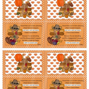 Digital Printable Turkey Toes Bag Toppers