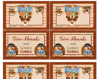 Digital Printable Thanksgiving Bag Topper - Gobble Gobble - Treat Bag Topper - Give Thanks