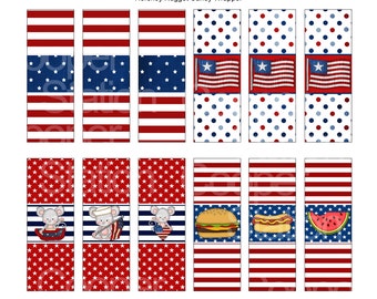 Digital Printable Nugget - July 4th Candy Wrappers- Red - White - Blue - Independence Day - Chocolate Wrapper