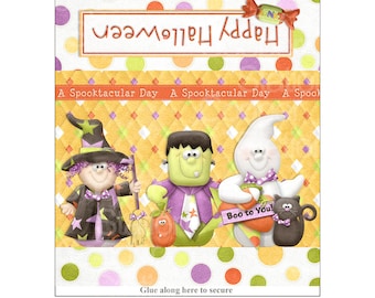 Digitale afdrukbare Halloween Popcorn Wrapper - Goblins - Ghost - Frankenstein - Witch - Instant Download