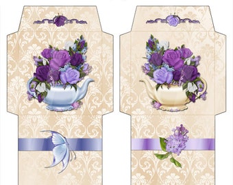 Digital Tea Wrapper Victorian Floral Design