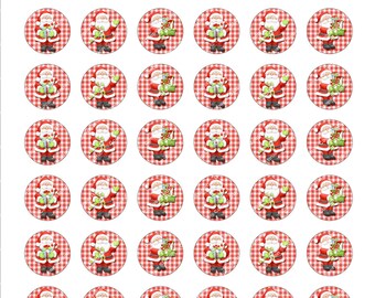 Pouces un bricolage père Noël numérique Images - Collage feuille - Bottlecap Images - Stickers - Images d’un pouce