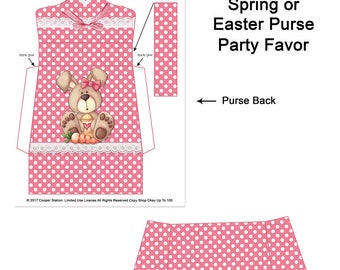 Digital Printable Easter ou Spring Paper Party Favor Purse 2 - Purse Party Favor - Treat Holder - Easter Purse Box