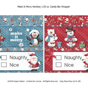 Digital Candy Bar Wrapper- Instant Download - Christmas Candy Wrapper -Penguin Candy Wrapper - Gingerbread Candy Wrapper - Hershey Bar Wrap