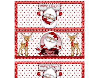 Digital Printable Christmas Bag Topper-Treat Bag Toppers-Christmas Candy Bag Topper-Reindeer-Santa Treat Bag Topper