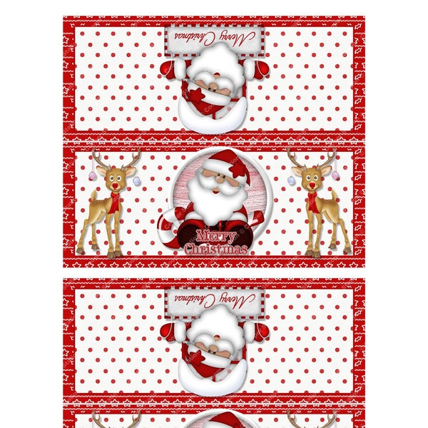 Digital Printable Christmas Bag Topper-Treat Bag Toppers-Christmas Candy Bag Topper-Reindeer-Santa Treat Bag Topper
