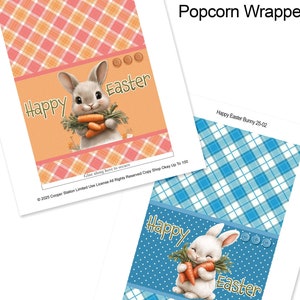 Digital Printable Easter Bunnies Popcorn Wrapper Set 025 - Instant Download - Party Favor - Bunny Popcorn Wrapper