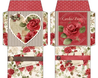 Rose Garden Design Digital Tea Bag Wrappers - Roses Tea Wrapper - Butterfly Tea Bag Envelope