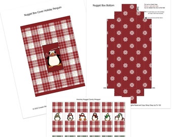 Digital Christmas Slider Gift Box Set for Nugget Candies - Holiday Penguins