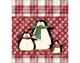 Digital Printable Winter Popcorn Wrapper - Penguin Family- Instant Download - Party Favor - Stocking Stuffer