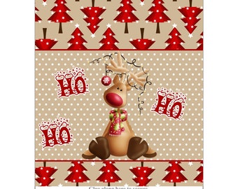 Digitale afdrukbare kerstpopcornverpakking - Jolly Reindeer - direct downloaden - feestbedankje - kousvuller