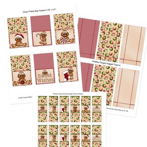 Digital Printable Chocolate Nugget Holiday Candy Wrapper Set - Christmas - Gingerbread- Chocolate Wrappers