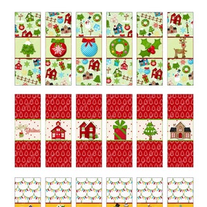 May include: A set of 12 printable Christmas gift tags featuring various holiday designs. The tags include images of houses, Christmas trees, ornaments, wreaths, snowmen, and reindeer. The tags are perfect for adding a festive touch to your gifts.