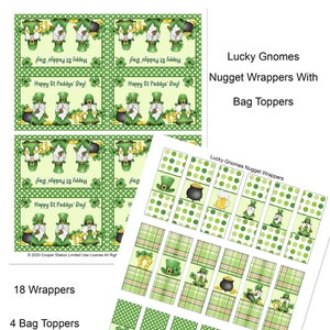 Digital Printable Lucky Gnomes Hershey Nugget Candy Wrappers and Bag Toppers- Gnomes - Candy Wrapper - Nugget Wrapper And Bag Topper Set