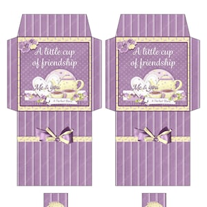Printable Digital Tea Bag Wrapper, Tea Bag Envelope, Cup of Friendship - Friend