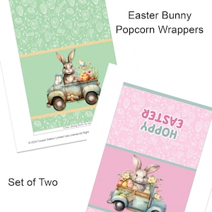 Digital Printable Easter Bunnies Popcorn Wrapper Set - Instant Download - Party Favor - Bunny Popcorn Wrapper