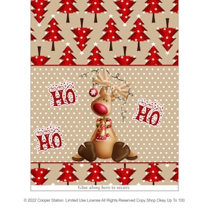 Digital Printable Christmas Popcorn Wrapper - Jolly Reindeer - Instant Download - Party Favor - Stocking Stuffer