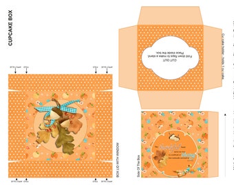 Digital Printable Thanksgiving Cupcake Box - Fall Cupcake Box - Thanksgiving Party Favor