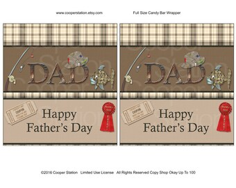 Printable Digital Father's Day Hershey Candy Bar Wrapper- Dad - Best Father - Fishing - chocolate wrapper