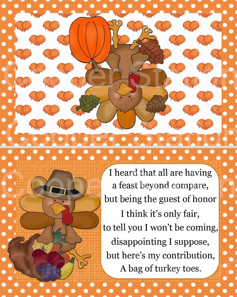 Digital Printable Turkey Toes Bag Toppers image 2