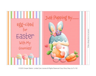 Digital Printable Easter Gnome Popcorn Wrapper - Instant Download - Party Favor - Gnome Popcorn Wrapper 2