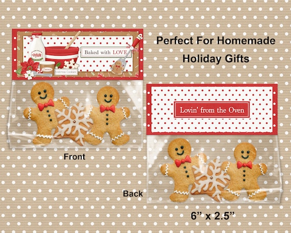 Digital Printable Christmas Cookie Bag Topper With Bag Sticker Included - Holiday Baking - Homemade Baking Treat Bag Topper