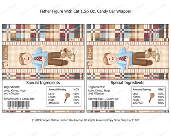 Printable Digital Father's Day Chocolate Candy Bar Wrapper- Dad - Cat - chocolate wrapper