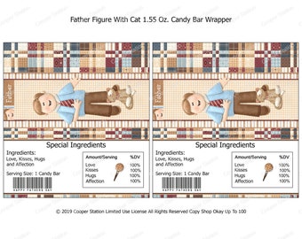 Printable Digital Father's Day Hershey Candy Bar Wrapper- Dad - Cat - chocolate wrapper