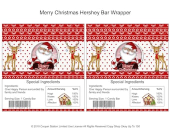 Printable Digital Christmas Chocolate Candy Bar Wrapper