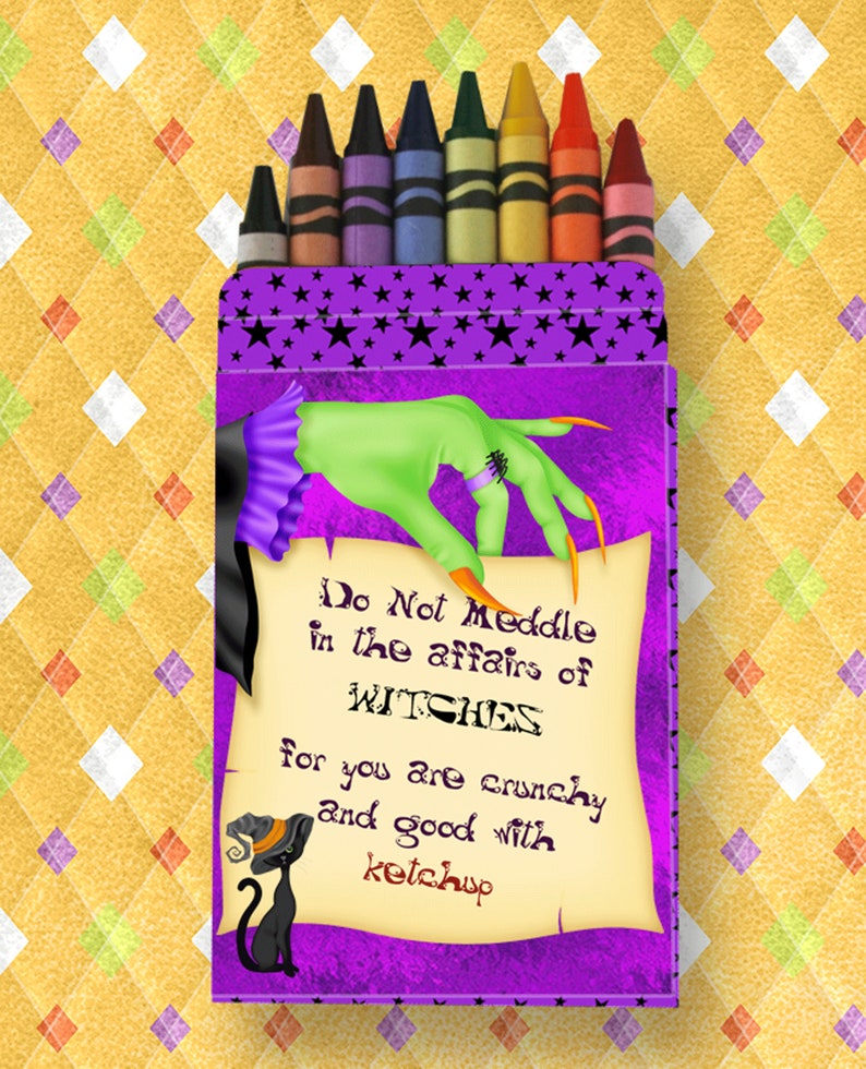 Digital Printable Halloween Crayon Box Trick or Treat Box Etsy