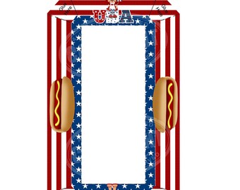 Digital Printable Hot Dog Tray -  Fourth of July Hot Dog Tray - Patriotic Hot Dog Tray - Raggedy Ann Snack Tray - Food Tray