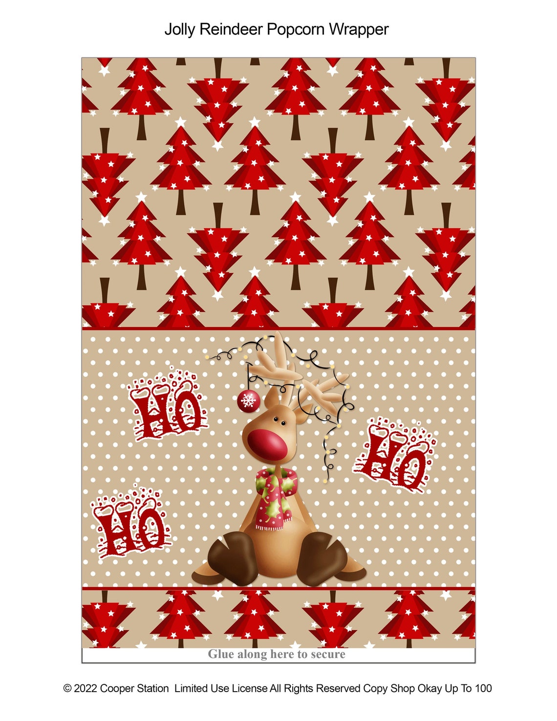 Digital Printable Christmas Popcorn Wrapper Jolly Reindeer - Etsy
