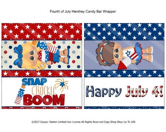 Printable Digital Fourth of July Hershey Candy Bar Wrapper- July 4th - Hershey Bar Wrapper - Independence Day Candy Wrapper