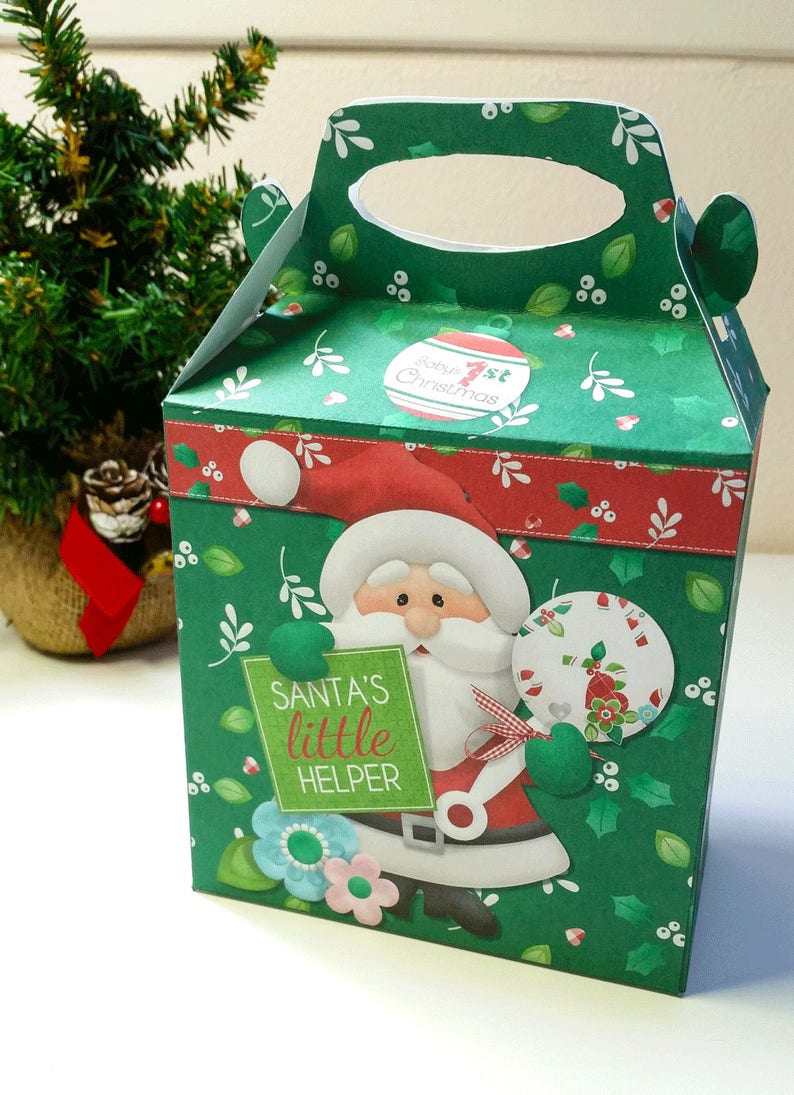 Digital Printable Baby's First Christmas Gift Gable Box Etsy
