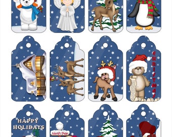 Digital Christmas Gift Tag Assortment