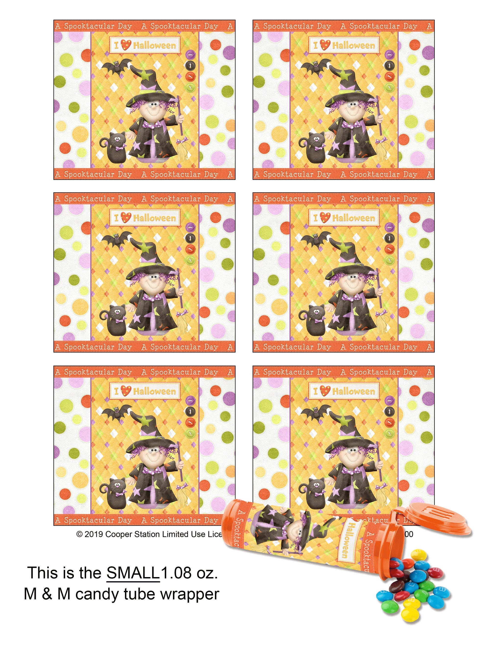 Digital Printable Halloween M & M Minis 1.08 Oz. Tube Candy 