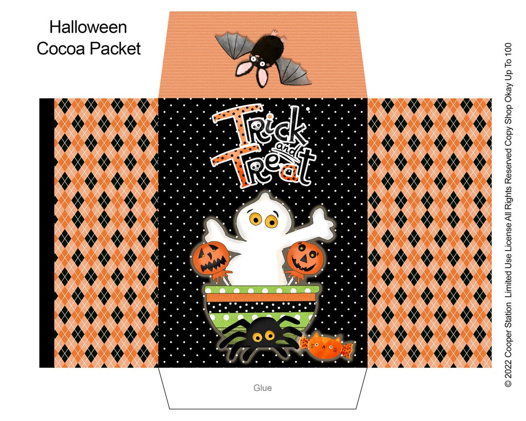 Digital Printable Halloween Ghost Cocoa Envelope or Potpourri or Sachet ...