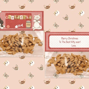 Printable Digital Christmas Treat Bag Topper For Kitty