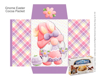 Digital Easter Gnome Hot Chocolate Wrapper - Easter Cocoa Wrapper - Instant Download